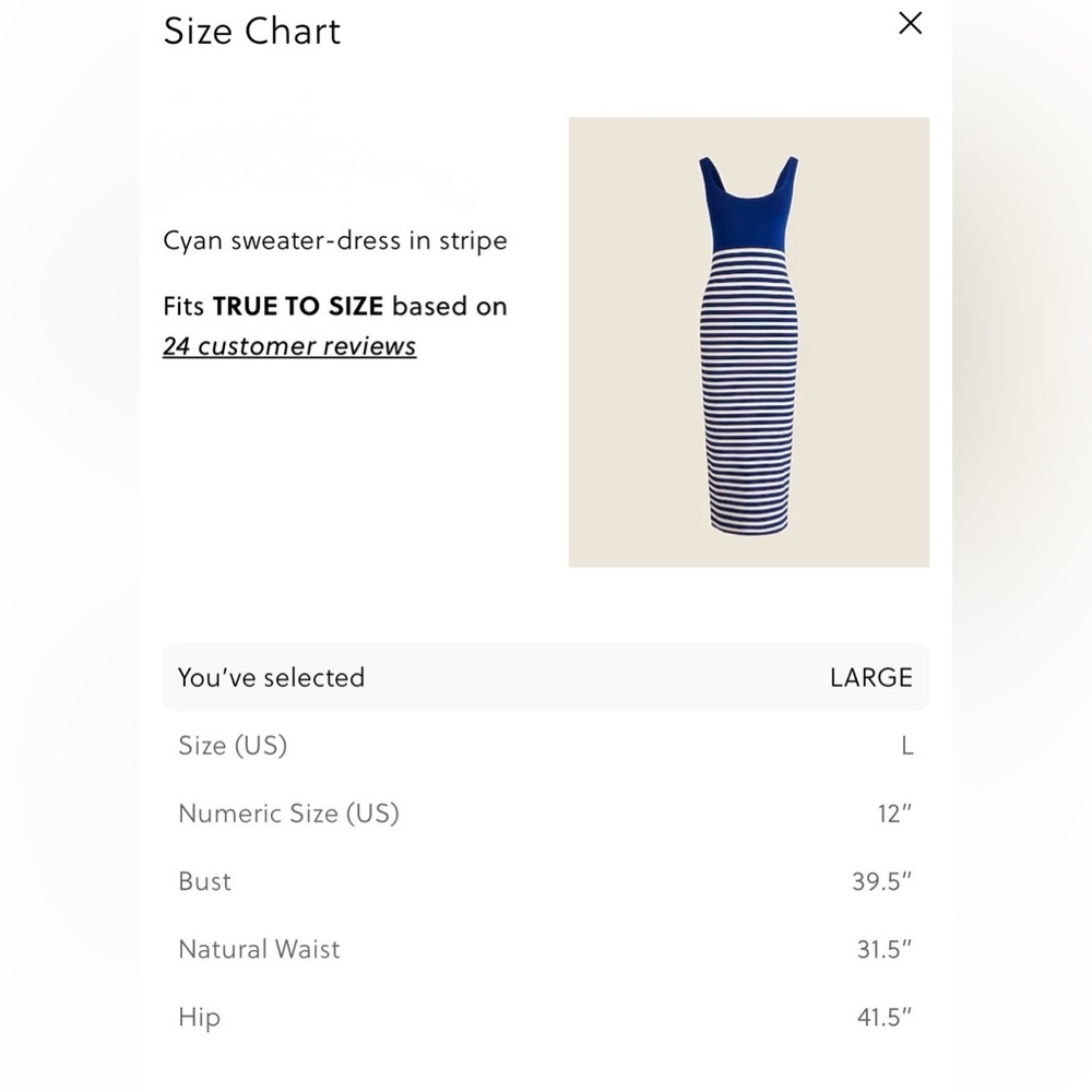 J. Crew Cyan Sweater Dress in Stripe - L (12-14) - Picture 10 of 10